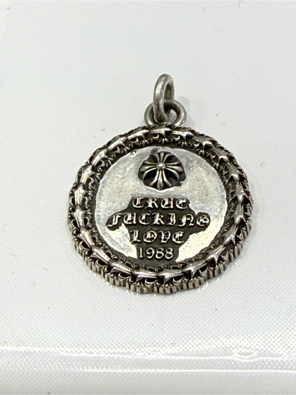 Chrome Hearts Silver 'True Fucking Love 1988' Medallion Pendant - Silver